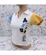 Women&#39;s Azzure White | Sky Blue | Yellow V-Neck Polo Shirt NWT - $52.00