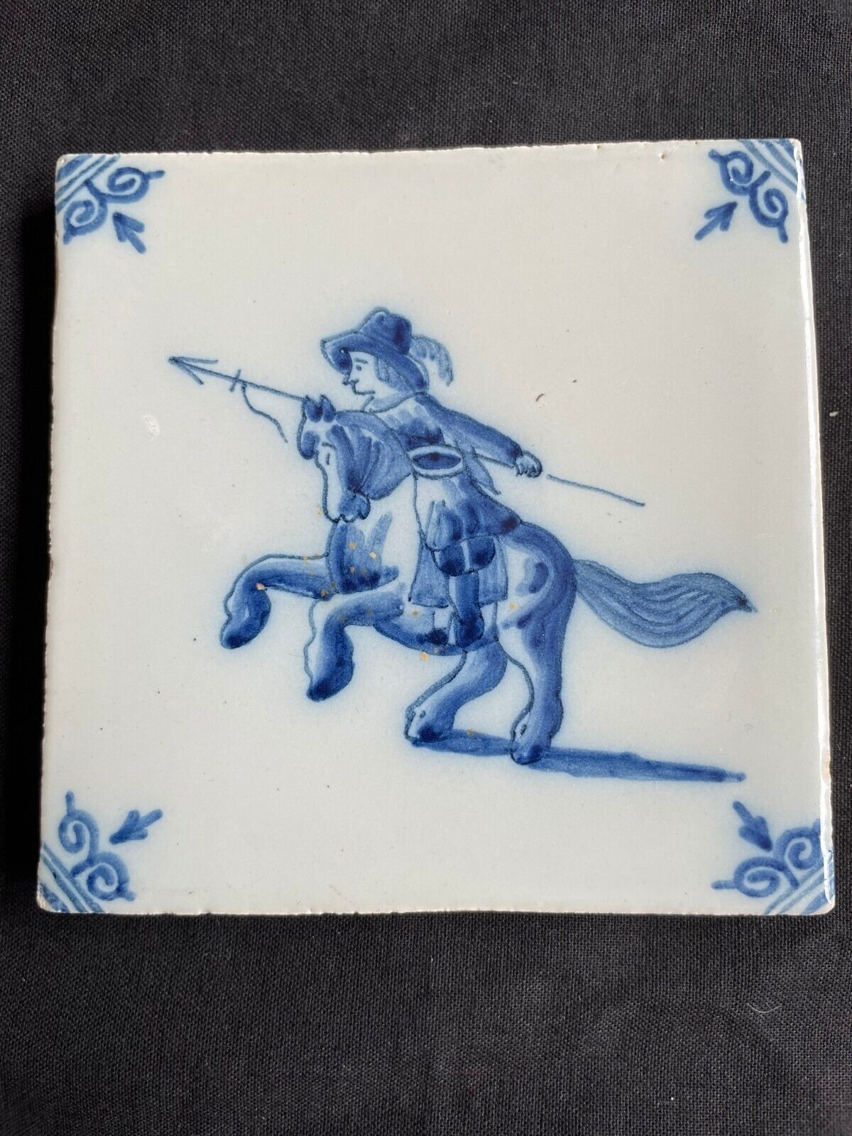 Delft Tile soldier / hunter Makkum Tichelaar Netherlands Hand Painted - $49.99