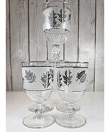 Libbey Silver Leaf Frosted Goblet Glasses Set Of 4 Vintage Cocktail Water - $39.59