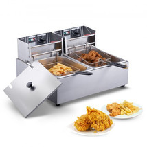 Commercial Electric Deep Fryer Countertop Deep Fryer Dual Detachable Tanks - $132.00