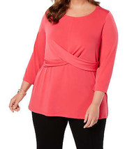 Alfani Womens Plus Size Crossover Detail Top Color Flamenco Pink Size 0X - £30.44 GBP
