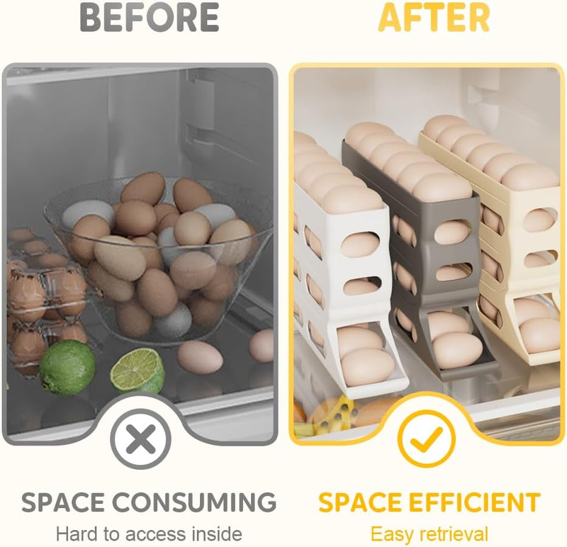 4 Tiers Egg Holder for Fridge, Automatic Rolling down Egg Holder Egg Tray Stacka Item image 5
