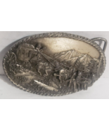 1983 Vtg Stagecoach Pewter Oval Siskiyou Buckle Co Belt Buckle. 3 1/8&quot; X 2&quot; - £11.41 GBP