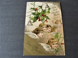 With Best Christmas Wishes, Ben Franklin Stamp - Embossed 1906 Postcard. - £11.67 GBP