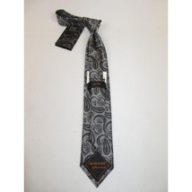 Mens Steven Land 100% Woven Silk Big Knot Tie and Hankie Set BW2436-01 Black image 3
