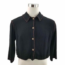 Donna Ricco Womens Black Sweater/Jacket 3/4 Sleeve Button Up Lightweight USA 14W - £13.04 GBP