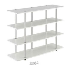 Designs2Go Modern XL Veneer Board 4-Tier TV Stand White Stainless Steel ... - $151.95