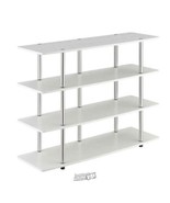 Designs2Go Modern XL Veneer Board 4-Tier TV Stand White Stainless Steel ... - $151.95