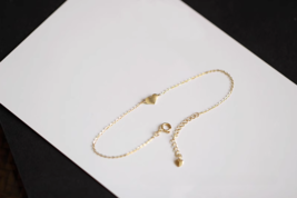 14ct Solid Gold Solid Love Heart Bracelet Minimalistic, 14K, Delicate Jewelry - £121.99 GBP+