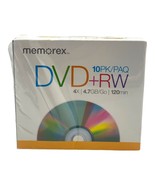 Memorex Rewritable DVD + RW 10 Pack 4x 4.7GB 120min Disks Jewel Cases SE... - $9.97