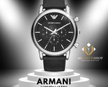 Emporio Armani Herren-Armbanduhr mit Quarz-Lederarmband und schwarzem... - $129.47