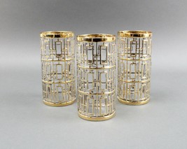 Imperial Glass Shoji Trellis 22K Gold Highball Glasses Tumblers 5 3/4&quot; S... - £165.79 GBP