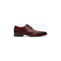 Stacy Adams Gennaro Wingtip Oxford Ostrich Print Leather Red 25537-600 image 3
