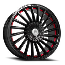 LUX36 22X9 5112/120 +27 73.1 Gloss Black Red Stripe - £305.54 GBP