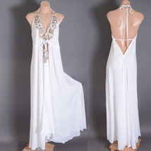 White Sexy Boho V-Neck Open Back Summer Beach Beaded Bow Long Maxi Dress... - $79.99