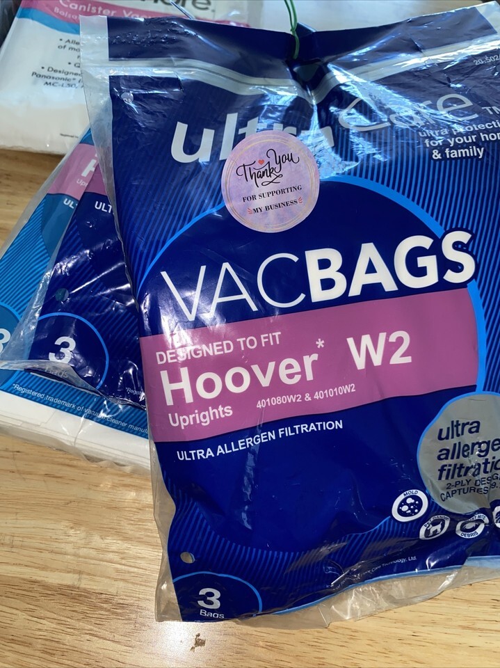 Ultracare VacBags for Hoover W2 -3 Packs 9 Bags Total Ultra Allergen Fil... - $14.39