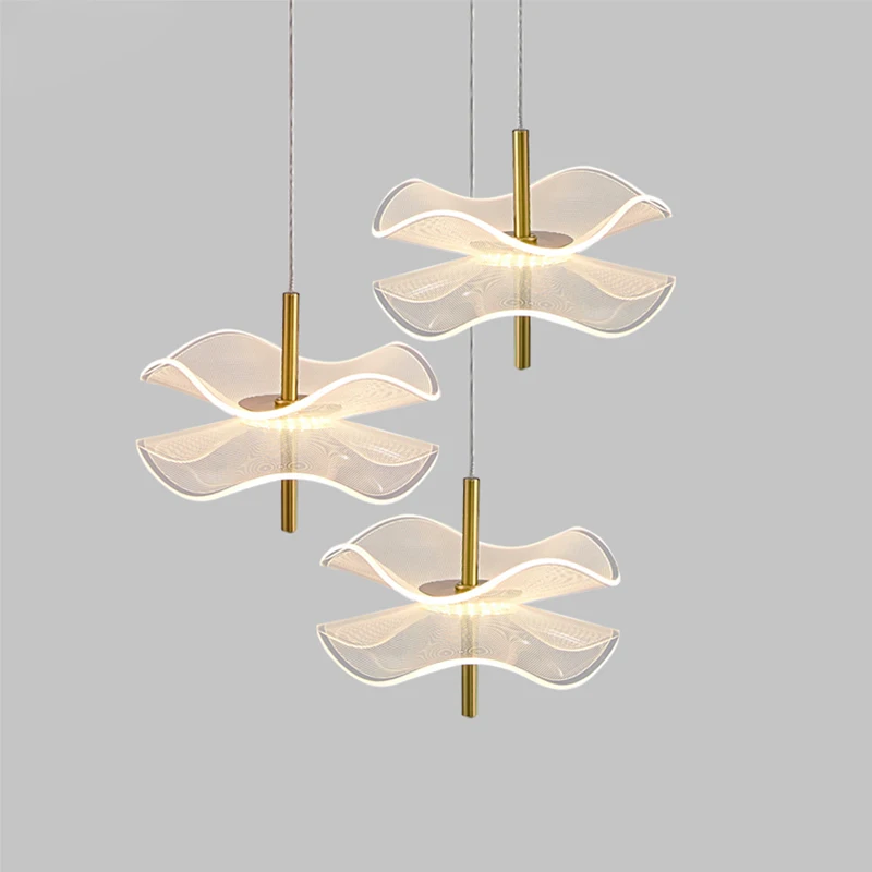 New acrylic light guide design lotus leaf pendant lights simple restaura... - $59.04+