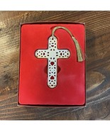 Vintage Lenox Cross Christmas Ornament Porcelain gold trim 4&quot; never used - $12.88