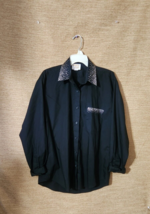 TIA DESIGNS Womens Shirt Size Medium Long Sleeve Button Down Studded Black - £11.60 GBP