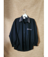 TIA DESIGNS Womens Shirt Size Medium Long Sleeve Button Down Studded Black - £11.63 GBP