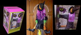 NEW Gemmy Crashing Witch Tree Decoration Prop-Betty Bash!-Purple Hair Halloween - £23.47 GBP
