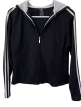 Athletic Works Jacket Womens Size M Black Coat Medium Striped Sleeve Cro... - £12.61 GBP