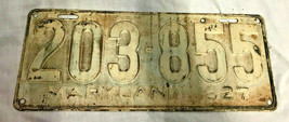 1927 Vtg License Plate Tag 203-855 MD Automobile Vehicle Transportation - £71.28 GBP