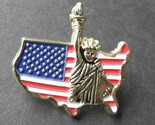 STATUE OF LIBERTY USA FLAG MAP UNITED STATES LAPEL PIN BADGE 1.25 INCHES - $5.64