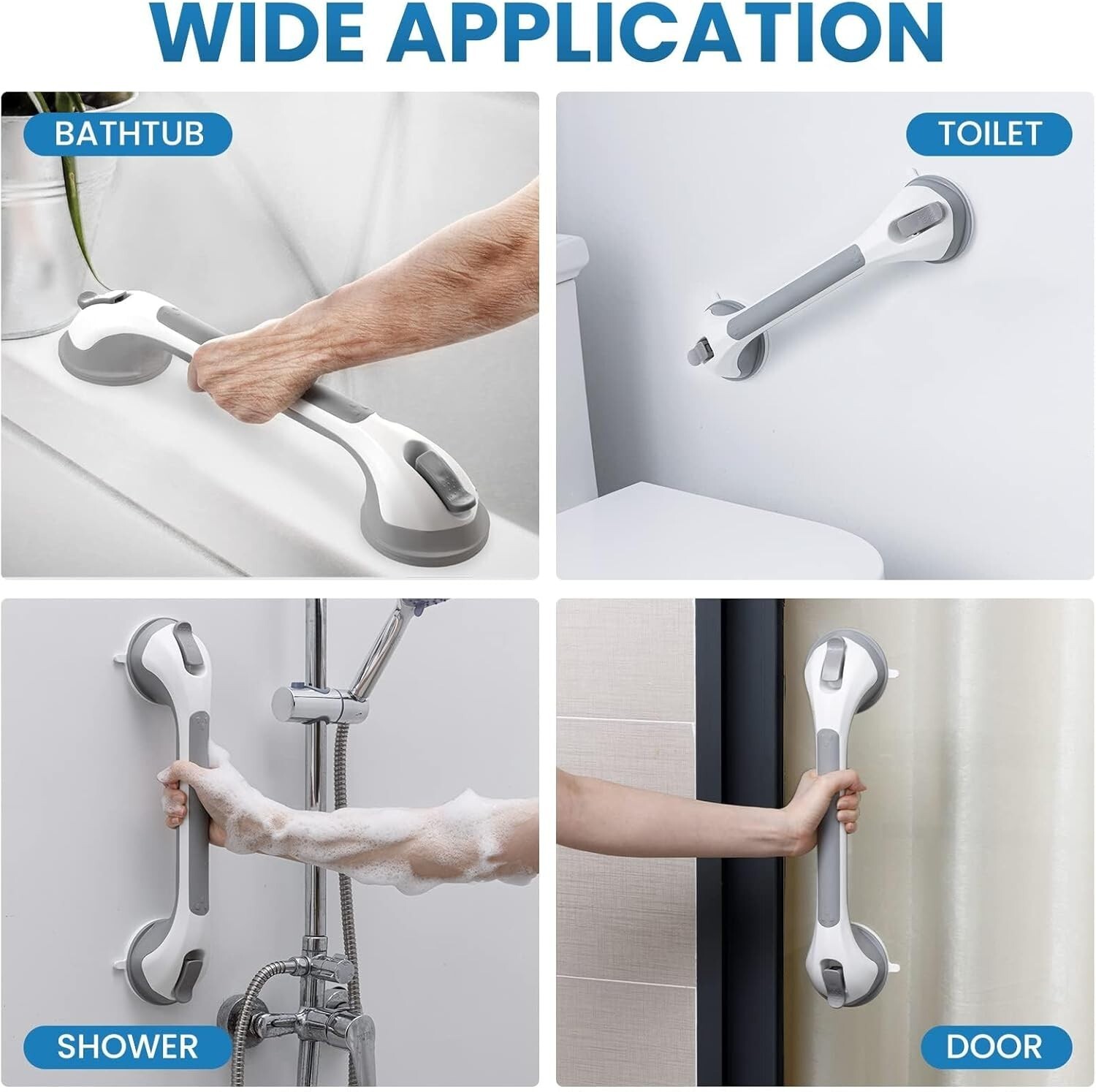 2 Pack Shower Grab Bars for Bathtubs and Showers, Easy to 16.8” 2 Set Gray Item image 3