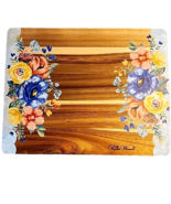 Pioneer Woman Floral Print Acacia Wood Cutting Board 11 x 14 Flowers Roses - £21.99 GBP