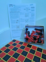 Chess Set Red/Black Plastic Chess Men + Folding Board Vtg 70s Game - Woolworths - £21.57 GBP