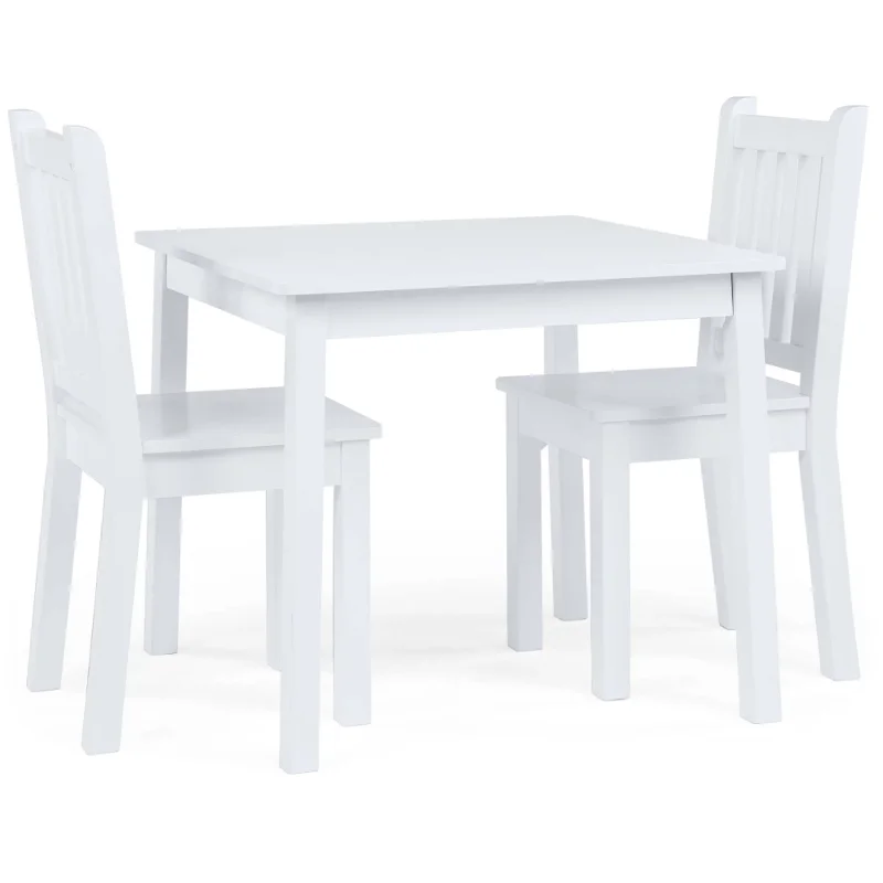 Humble Crew Daylight Kids Wood Square Table and 2 Chairs Set, White chil... - $324.00