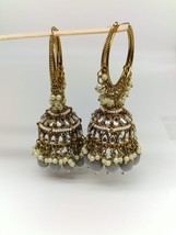 Gold Plated Indian Bollywood Style Kundan Jhumka Earrings Fashion Jewelr... - £22.69 GBP