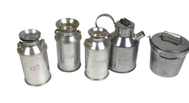 Vtg Lot Aluminum Farmhouse Milk Jug Salt &amp; Pepper Shakers Toothpick Mini Bucket - £15.02 GBP