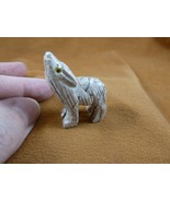 (Y-WOL-9) white red WOLF coyote wild dog carving SOAPSTONE stone PERU FI... - $8.59