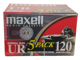 Maxell Normal Bias UR 120 Minutes Audio Cassette Tapes 5 Pack New Sealed - £25.69 GBP