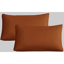 Pumpkin Pillowcases Queen Solid Rust Caramel Comforter Pillow Covers Cotton Mode - £19.97 GBP