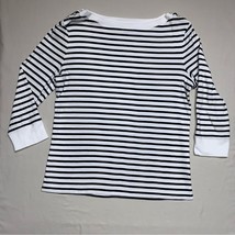 Preppy Striped Top Women’s XL Petite Nautical Soft Fitted Blouse Shirt Jones NY - £25.69 GBP