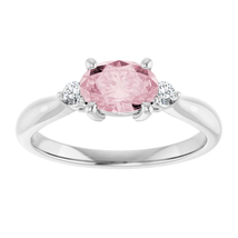 s925 Sterling Silver White Oval Moissanite Lab Pink &amp; 2.00 Ctw Diamond Ring - $150.00