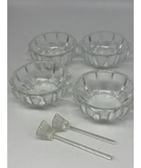 Lot of 4 Vintage Clear Glass Open Salt Cellars Fluted - w/ 2 Spoons - $18.26