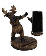 Rustic Western Whimsical Elk Moose Standing On Tree Ring Cell Phone Hold... - $34.16 CAD