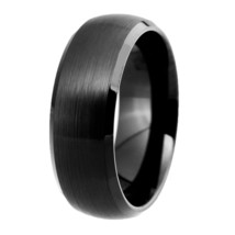 Fashion Matte Black Dome Beveled Tungsten Wedding Ring Anniversary Rings For Wom - £28.88 GBP