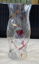 Large 14&quot; Clear Scribble Stained Glass Hurricane Chimney Shade Candle Cover - $29.99