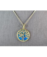 Womens Sterling Silver Gold Tone Opal Tree of Life Pendant Necklace 7.4g... - €42,79 EUR