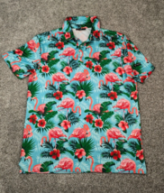 Yatta Golf Polo Shirt Mens M Flamingo Hibiscus Floral Hawaiian Tropical - £13.91 GBP