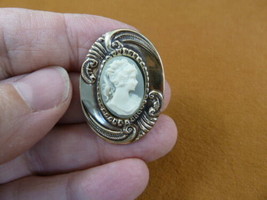 (CT18-1) TINY Classic LADY face classic gray + white CAMEO Pin pendant Brooch - £21.65 GBP
