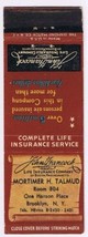 Matchbook Cover Mortimer H Talmud Insurance Brooklyn New York - $2.96