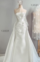  Beautiful Floral Lace Minimalist Mermaid Bridal Gown in Luxurious Satin - $468.00