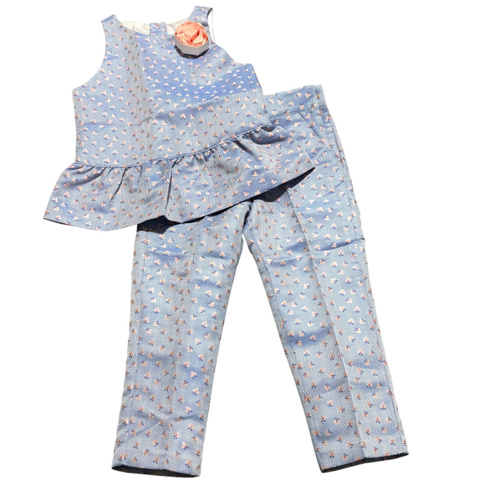 Janie and Jack Floral Jacquard Pantsuit Top &amp; Pants Set Sz 5 NWT - $62.40