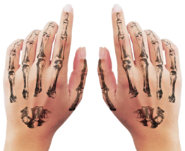 Set Realistic Gothic Skeleton Hand Bones Halloween Temporary Fake Tattoos Makeup - £3.53 GBP